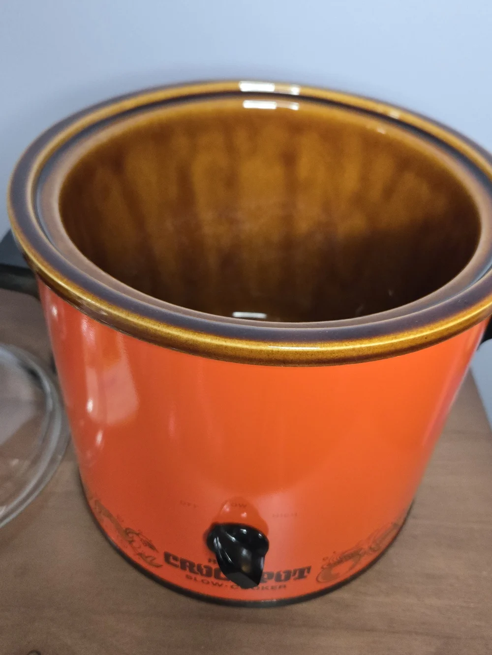 Vintage Rival Orange Crock-Pot With Glass Lid And Book, Very Nice